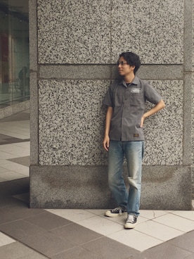 「505」｜「アイテム（スニーカー）」を使った、ぼたさん（メンズ・170cm）の夏コーディネート