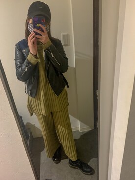 「H&M（エイチ・アンド・エム）のアイテム（ライダースジャケット）」を使った、みんさん（レディース・162cm）の冬コーディネート