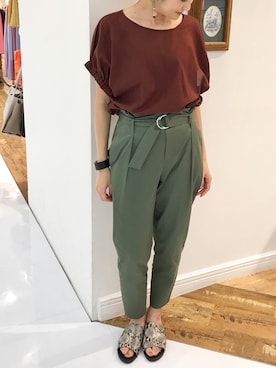 「カーキパンツ」｜asamiさん（レディース・160cm）の夏コーディネート