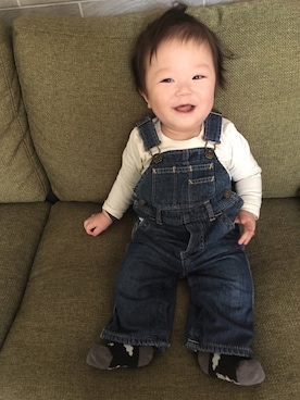 「9ヶ月」｜「アイテム（サロペット/オーバーオール）」を使った、SHIR☺︎MARUさん（キッズ・80cm）の春コーディネート