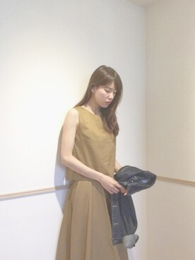 「UNRELISH（アンレリッシュ）のアイテム（デニムジャケット）」を使った、布川桃花さん（レディース・165cm）の冬コーディネート