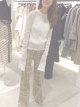 「iRENE（アイレネ）のアイテム（パンツ）」を使った、布川桃花さん（レディース・165cm）の冬コーディネート