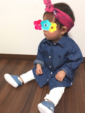 「生後11ヶ月」｜「アイテム（シャツワンピース）」を使った、niratさん（キッズ・70cm）の春コーディネート