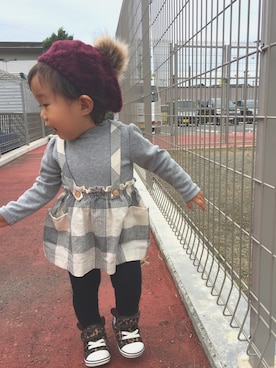 「1歳5ヶ月」｜「アイテム（ハンチング/ベレー帽）」を使った、niratさん（キッズ・70cm）の秋コーディネート