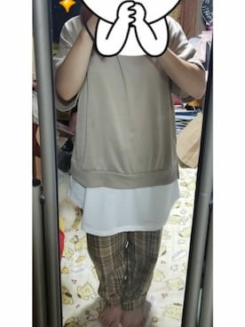 「WEGO（ウィゴー）のWEGO/チェックイージーパンツ（その他パンツ、ベージュ系）」を使った、かなさん（レディース・145cm）の夏コーディネート
