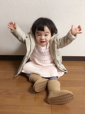 「OLD NAVY（オールドネイビー）のアイテム（その他アウター）」を使った、Kuru☺︎さん（キッズ・70cm）の冬コーディネート