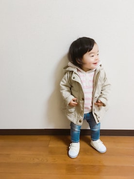 「OLD NAVY（オールドネイビー）のアイテム（その他アウター）」を使った、Kuru☺︎さん（キッズ・70cm）の冬コーディネート