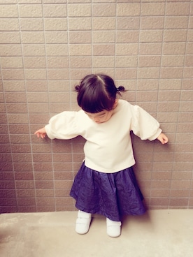 「1歳3ヶ月」｜「アイテム（ブルゾン）」を使った、Kuru☺︎さん（キッズ・70cm）の春コーディネート