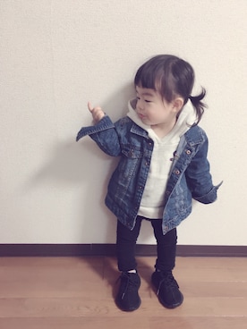 「プルオーバーパーカー」｜「アイテム（その他）」を使った、Kuru☺︎さん（キッズ・70cm）の春コーディネート