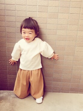 「バルーンスリーブ」｜Kuru☺︎さん（キッズ・70cm）の春コーディネート