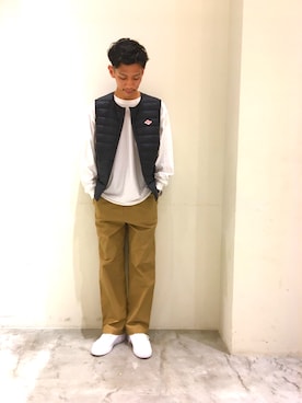 「フレンチカジュアル」｜「アイテム（ダウンベスト）」を使った、ユート・ナカムラさん（メンズ・181cm）の夏コーディネート