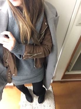「SPIRALGIRL（スパイラルガール）のアイテム（チェスターコート）」を使った、PINOさん（レディース・160cm）の冬コーディネート