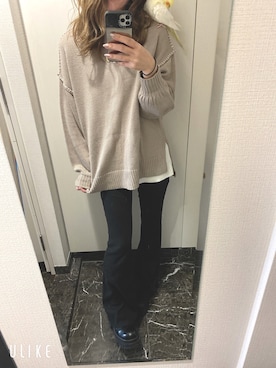 「SpRay PREMIUM（スプレイプレミアム）のアイテム（ニット/セーター）」を使った、PINOさん（レディース・160cm）の春コーディネート