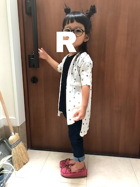 「アイテム（モカシン/デッキシューズ）」を使った、rioppuchanさん（キッズ・100cm）の冬コーディネート