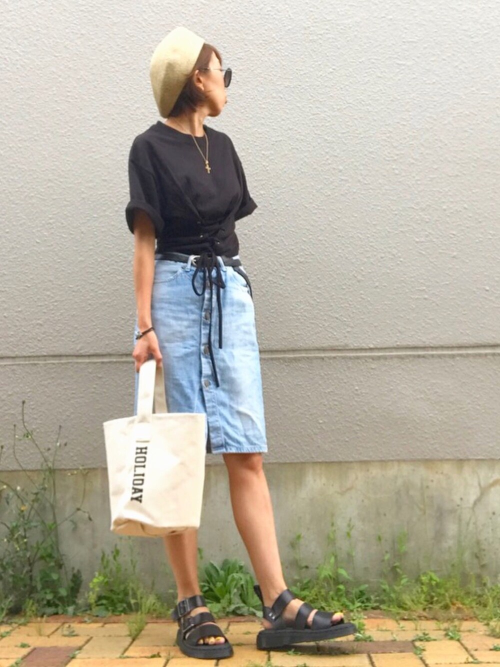 RonHerman VINTAGEのデニムスカートを使った人気ファッション