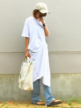 「UNITED ARROWS（ユナイテッドアローズ）のアイテム（チョーカー）」を使った、おまゆさん（レディース・154cm）の夏コーディネート