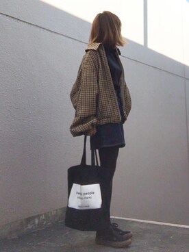 「MOUSSY（マウジー）のDENIM MINI スカート（デニムスカート）」を使った、おまゆさん（レディース・154cm）の冬コーディネート