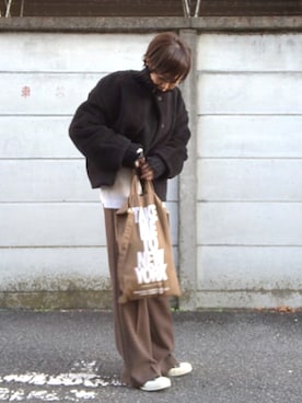 「NINE（ナイン）のアイテム（その他アウター）」を使った、おまゆさん（レディース・154cm）の冬コーディネート