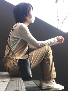 「LOEWE」｜「アイテム（サロペット/オーバーオール）」を使った、おまゆさん（レディース・154cm）の春コーディネート