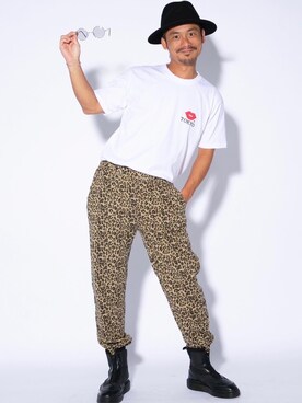 悟空（日本男子平均身長程度）使用「improves（総柄コットンシェフパンツ ワイドパンツ）」的時尚穿搭