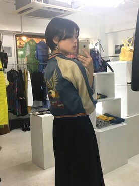 「kids」｜「アイテム（スタジャン）」を使った、尾藤千穂さん（レディース・163cm）の夏コーディネート