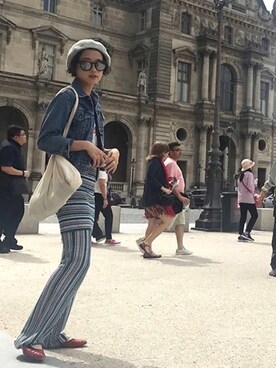 「MARC JACOBS（マークジェイコブス）のアイテム（バレエシューズ）」を使った、尾藤千穂さん（レディース・163cm）の夏コーディネート