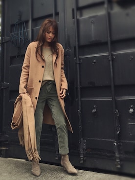 「アイテム（チェスターコート）」を使った、chi--さん（レディース・161cm）の冬コーディネート