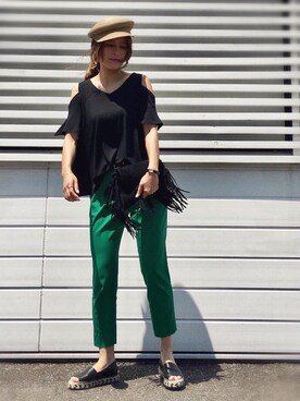 「TODAYFUL（トゥデイフル）のフリンジクラッチバッグ（クラッチバッグ）」を使った、chi--さん（レディース・161cm）の夏コーディネート