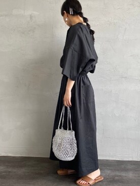 Mizuiro Ind ミズイロインド ウエストギャザー ロング丈ワンピースを使った人気ファッションコーディネート Wear