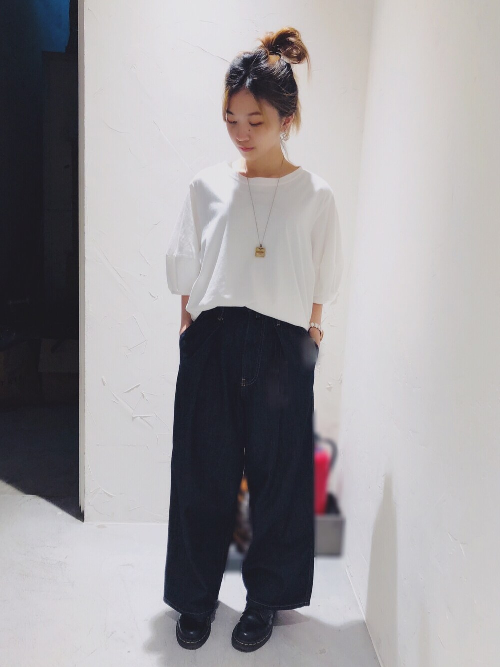 「niko and ...、夏コーデ、大人カジュアル、夏、white、白Tシャツ、台湾、Taiwan」｜「niko and...のアイテム（Tシャツ/カットソー、ホワイト系）」を使った、turturleeさん（レディース・160cm）の夏コーディネートの1枚目の写真