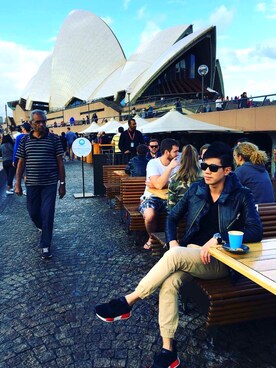 「SUPER BY RETROSUPERFUTURE（スーパー バイ レトロスーパーフューチャー）のアイテム」を使った、Curtis Wengさん（メンズ・175cm）の夏コーディネート