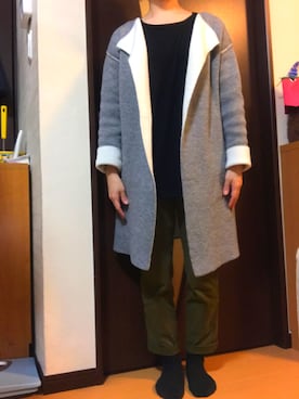 「OSMOSIS（オズモーシス）のアイテム（ノーカラージャケット）」を使った、kohakurinさん（レディース・157cm）の冬コーディネート