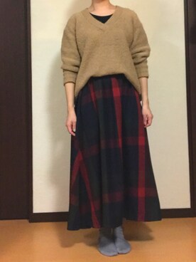 「BENETTON (UNITED COLORS OF BENETTON)（ベネトンユナイテッドカラーズオブベネトン）のアイテム（Tシャツ/カットソー）」を使った、kohakurinさん（レディース・156cm）の冬コーディネート