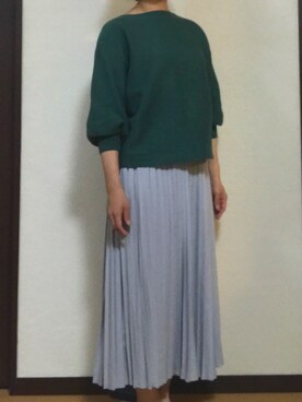 「Chaco closet（チャコ クローゼット）のアソートプリーツ Aラインウエストゴムロングスカート[チェック 小花柄 ダルメシアン コーデュロイ サテン シアー 無地]（スカート）」を使った、kohakurinさん（レディース・156cm）の春コーディネート