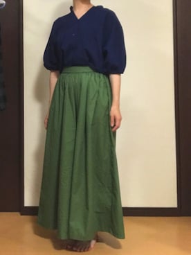 「antiqua（アンティカ）の綿ワイドパンツ（その他パンツ）」を使った、kohakurinさん（レディース・156cm）の夏コーディネート