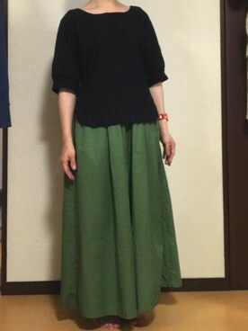 「antiqua（アンティカ）の綿ワイドパンツ（その他パンツ）」を使った、kohakurinさん（レディース・155cm）の夏コーディネート