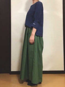 「antiqua（アンティカ）の綿ワイドパンツ（その他パンツ）」を使った、kohakurinさん（レディース・155cm）の夏コーディネート