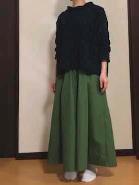 「antiqua（アンティカ）の綿ワイドパンツ（その他パンツ）」を使った、kohakurinさん（レディース・156cm）の春コーディネート