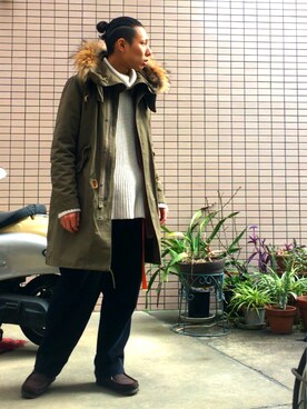 「HARE（ハレ）のアイテム（モッズコート）」を使った、katuuuoさん（メンズ・165cm）の冬コーディネート