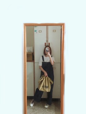 「Samansa Mos2 blue（サマンサモスモスブルー）のアイテム（オールインワン・サロペット）」を使った、Yoeiii_さん（レディース・160cm）の春コーディネート