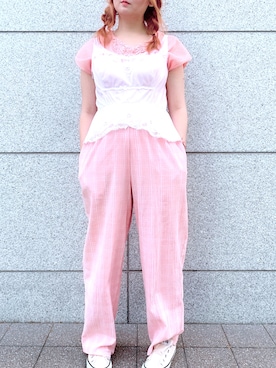 「古着好きな人と繋がりたい」｜「アイテム（キャミソール）」を使った、りこさん（レディース・155cm）の夏コーディネート