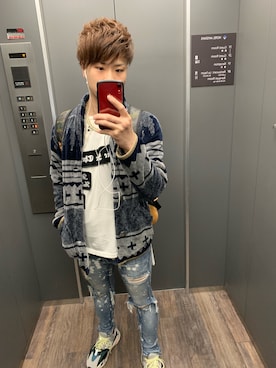 FUJIさんの「【mnml】M1 Splash Stretch Denim」を使ったコーディネート