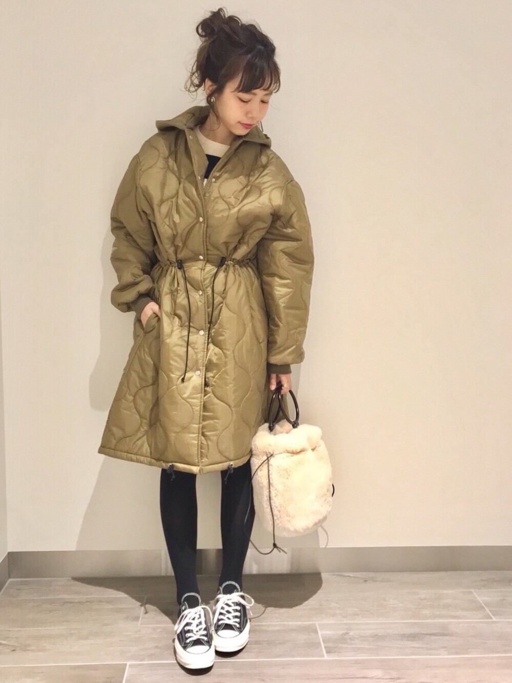 BIGシルエットキルティングコートを使ったショップスタッフの人気  