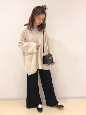 「Kastane（カスタネ）のフラットレザーパンプス（パンプス）」を使った、かとまりさん（レディース・165cm）の冬コーディネート