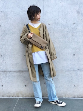 「ブリーチデニム」｜「アイテム（その他）」を使った、かとまりさん（レディース・165cm）の冬コーディネート