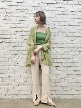 「ピスタチオ」｜「アイテム（キャミソール）」を使った、かとまりさん（レディース・166cm）の春コーディネート