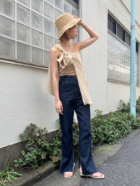 タンクトップ オレンジ系 を使った たすき掛け のレディース人気ファッションコーディネート Wear