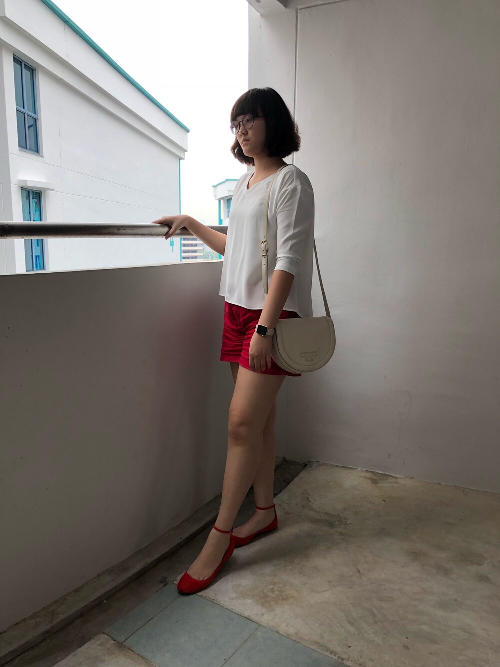 「summer、ootd、streetstyle、Saturday、red and white」｜「UNIQLOのアイテム（その他トップス、ホワイト系）」を使った、nanaさん（レディース・170cm）の夏コーディネートの1枚目の写真