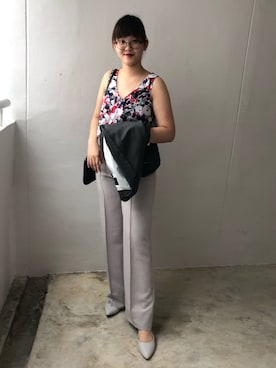 「MANGO（マンゴ）のアイテム（スラックス）」を使った、nanaさん（レディース・170cm）の春コーディネート