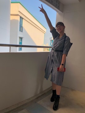 「blue」｜「アイテム（ブーティ）」を使った、nanaさん（レディース・170cm）の春コーディネート